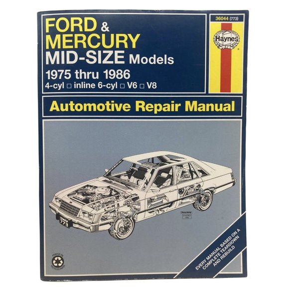 Ford Mercury Mid-size cars 4, I6, V6 V8 1975 - 1986 Haynes Service Repair Manual - Picture 1 of 6